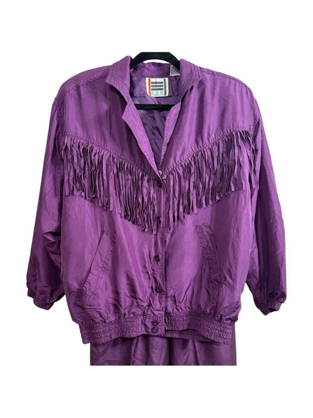 Vintage 100% Silk EVR Tracksuit Purple Size S - Picture 2 of 8